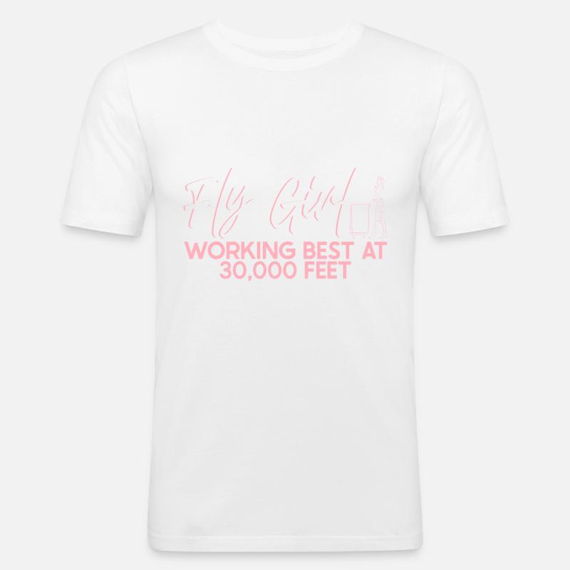Stewardess Flugbegleiterin Flugzeugfahrt Luftfahrt - Männer Slim Fit T-Shirt - Weiß