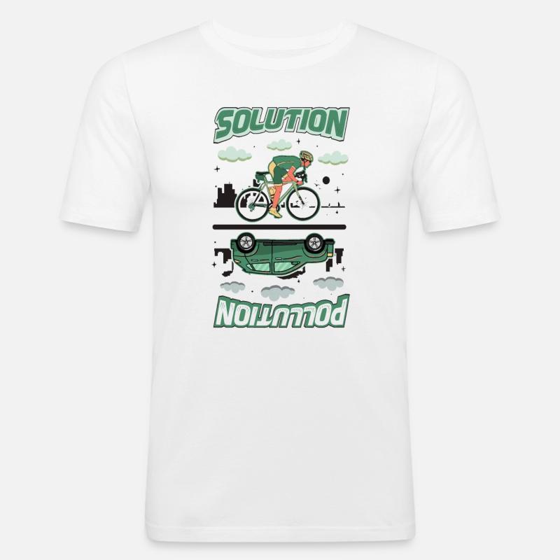 Polution Solution Umweltschutz Radfahren - Männer Slim Fit T-Shirt - Weiß