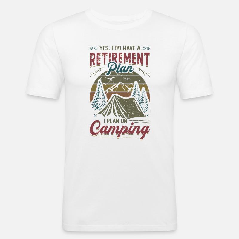 Ruhestandsplan Camping, Ruhestandscamper. - Männer Slim Fit T-Shirt - Weiß
