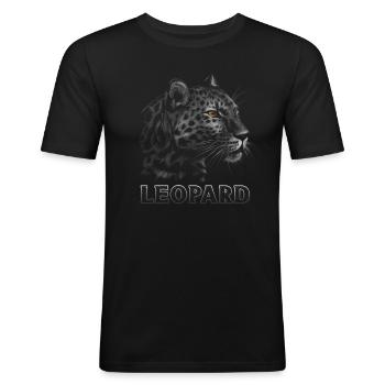 Leopard Lover Leopard Print - Männer Slim Fit T-Shirt - Schwarz - Vorne - Nik (191cm)