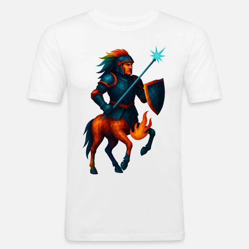 Animal de style WPAP - Centaure en armure avec lance laser - T-shirt près du corps Homme - blanc