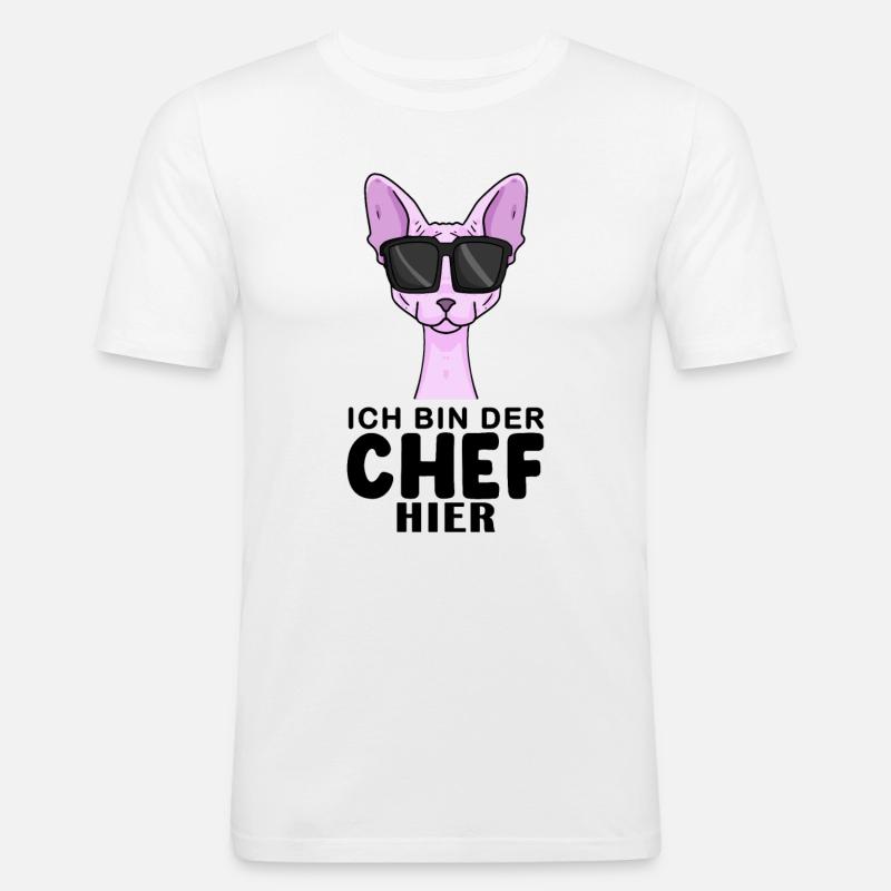 Katze Sphynx Cool Chef - Männer Slim Fit T-Shirt - Weiß