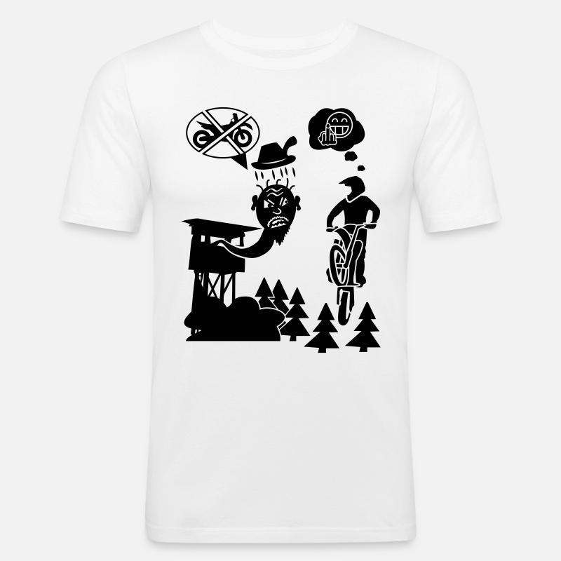 Biker vs. Hunter - Männer Slim Fit T-Shirt - Weiß