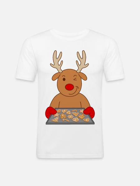 Reindeer Christmas biscuits Baking cookies - Men's Slim Fit T-Shirt - white