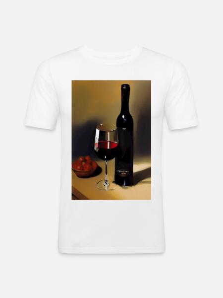 Wein Trinker - Männer Slim Fit T-Shirt - Weiß