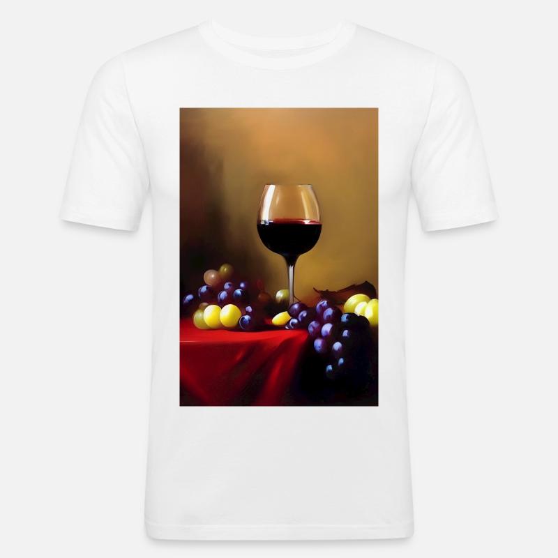 Wein Trinker - Männer Slim Fit T-Shirt - Weiß