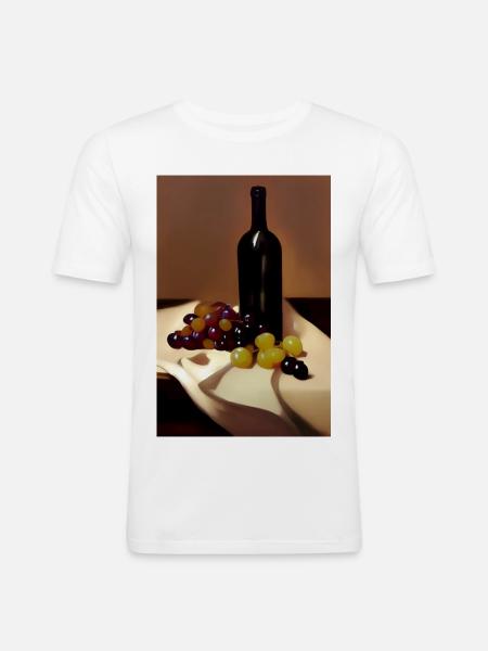 Wein Trinker - Männer Slim Fit T-Shirt - Weiß