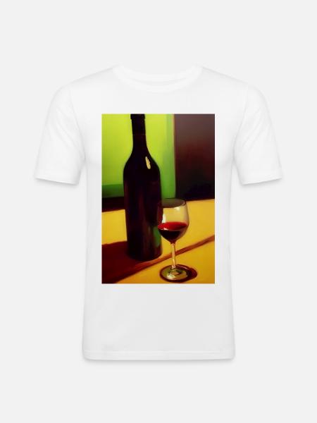 Wein Trinker - Männer Slim Fit T-Shirt - Weiß