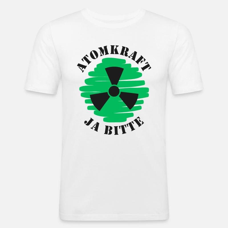 Atomkraft, Ja bitte, Kernenergie - Männer Slim Fit T-Shirt - Weiß