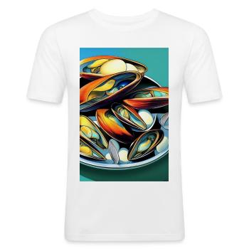Mussels - Men's Slim Fit T-Shirt - white - Front - Nik (191cm)