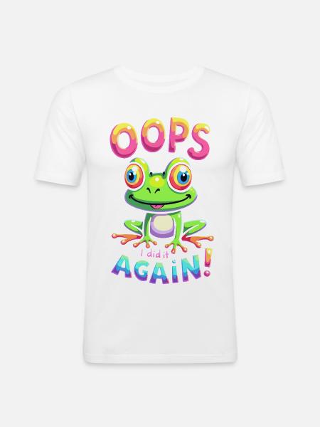 Bunter Frosch mit optimistischer Botschaft - Männer Slim Fit T-Shirt - Weiß