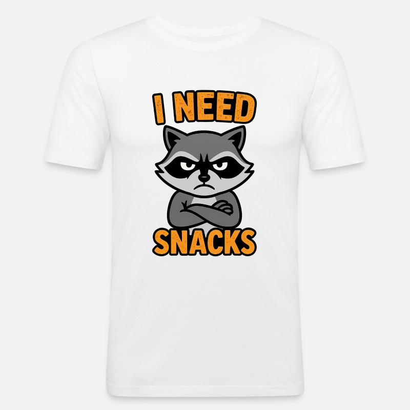 Grummelnder Waschbär I need Snacks - Männer Slim Fit T-Shirt - Weiß
