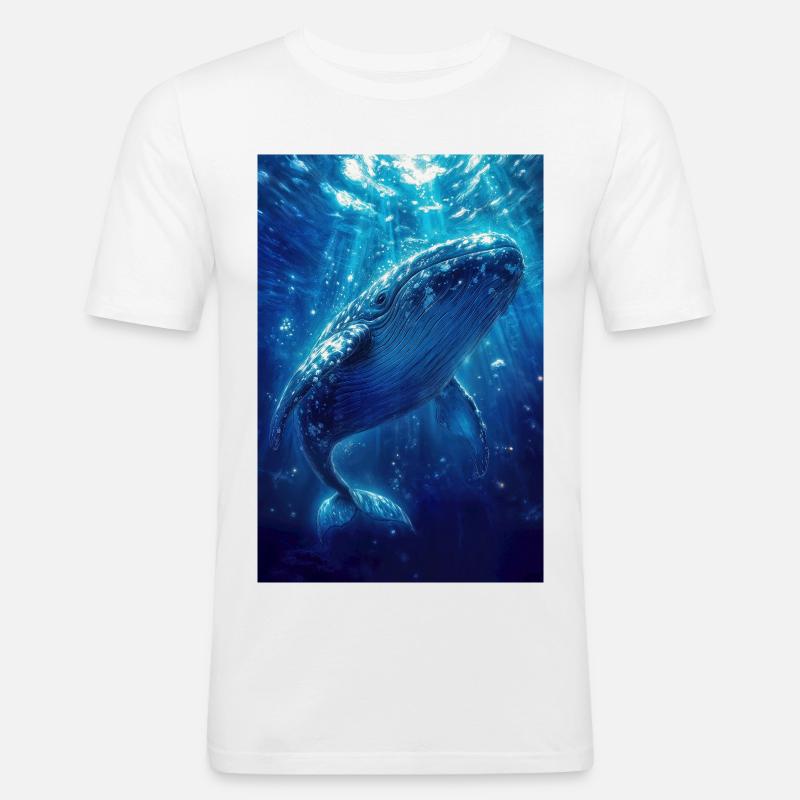 Illustration eines Wals - Männer Slim Fit T-Shirt - Weiß