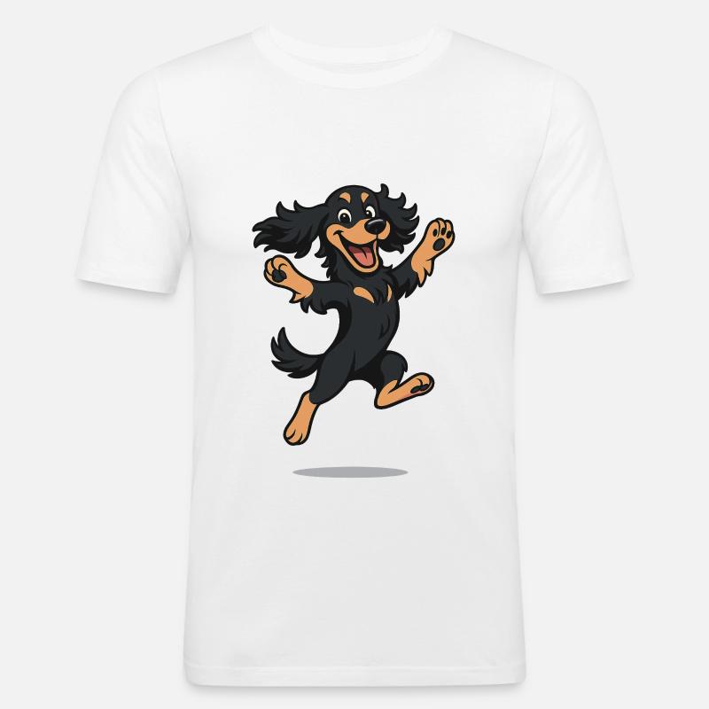 Hüpfender Cartoon Cocker Spaniel - Männer Slim Fit T-Shirt - Weiß
