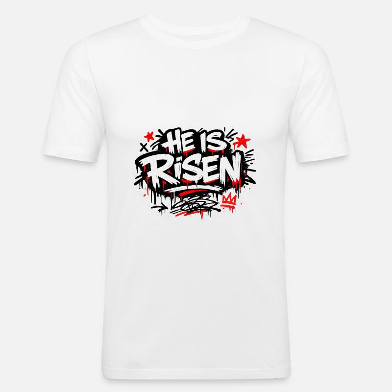 He is Risen Graffiti Ostern - Männer Slim Fit T-Shirt - Weiß