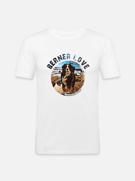 Berner Berghund - Männer Slim Fit T-Shirt - Weiß