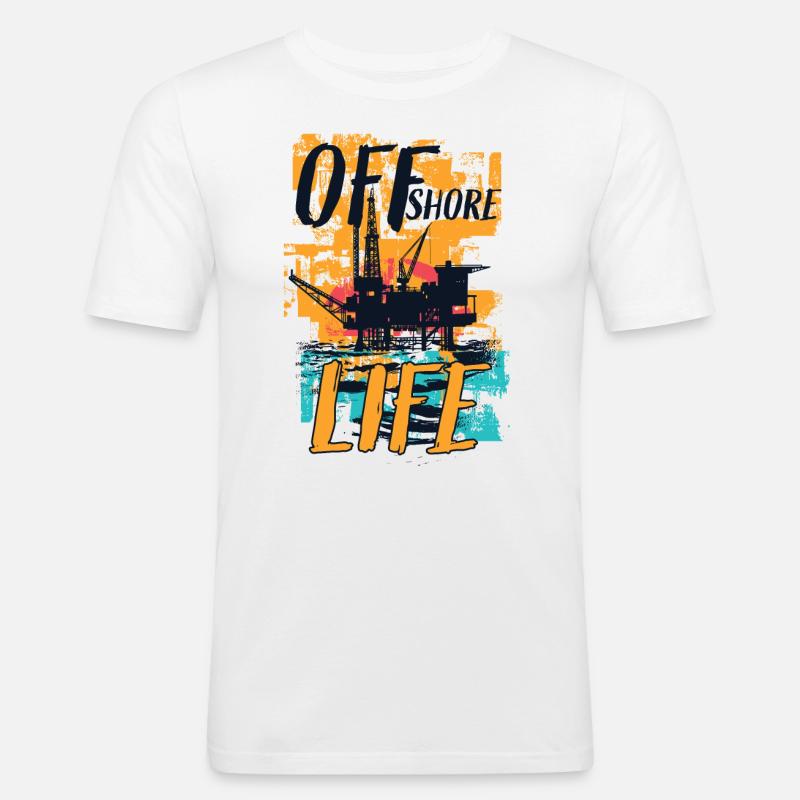 Offshore Life - Männer Slim Fit T-Shirt - Weiß