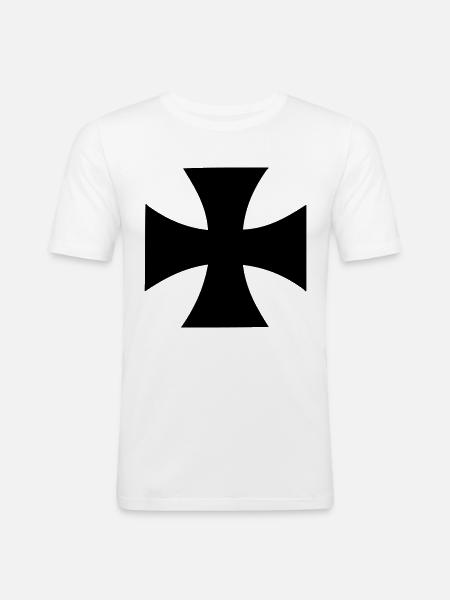 Kreuz - Männer Slim Fit T-Shirt - Weiß