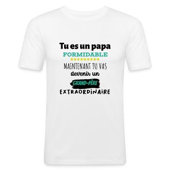 Futur grand-père cadeau annonce de grossesse - T-shirt près du corps Homme - blanc - Devant - Nik (191cm)