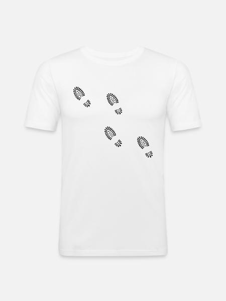 fodspor sko - Herre Slim Fit T-Shirt - hvid