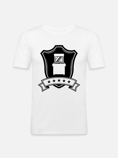 Arcade Retro Gamer Crest - Men's Slim Fit T-Shirt - white