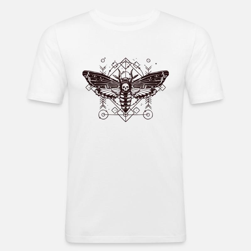Moth Skull Schaedel Insect Tattoo Butterfly B - Men's Slim Fit T-Shirt - white