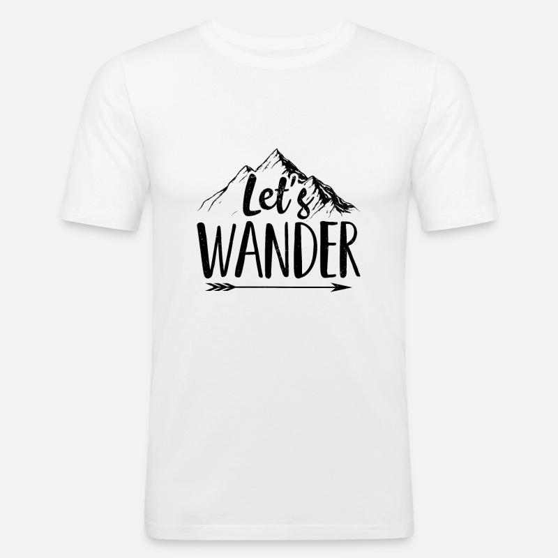 Wander | Wandern Wanderer Bergsteiger Geschenkidee - Männer Slim Fit T-Shirt - Weiß