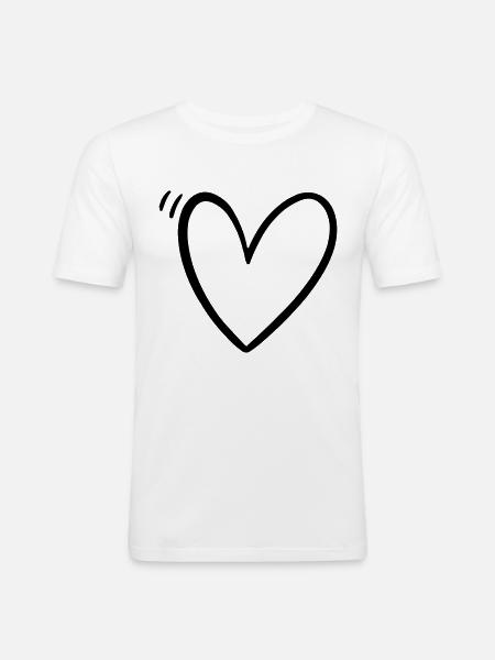 Herz Liebe Beziehung - Männer Slim Fit T-Shirt - Weiß