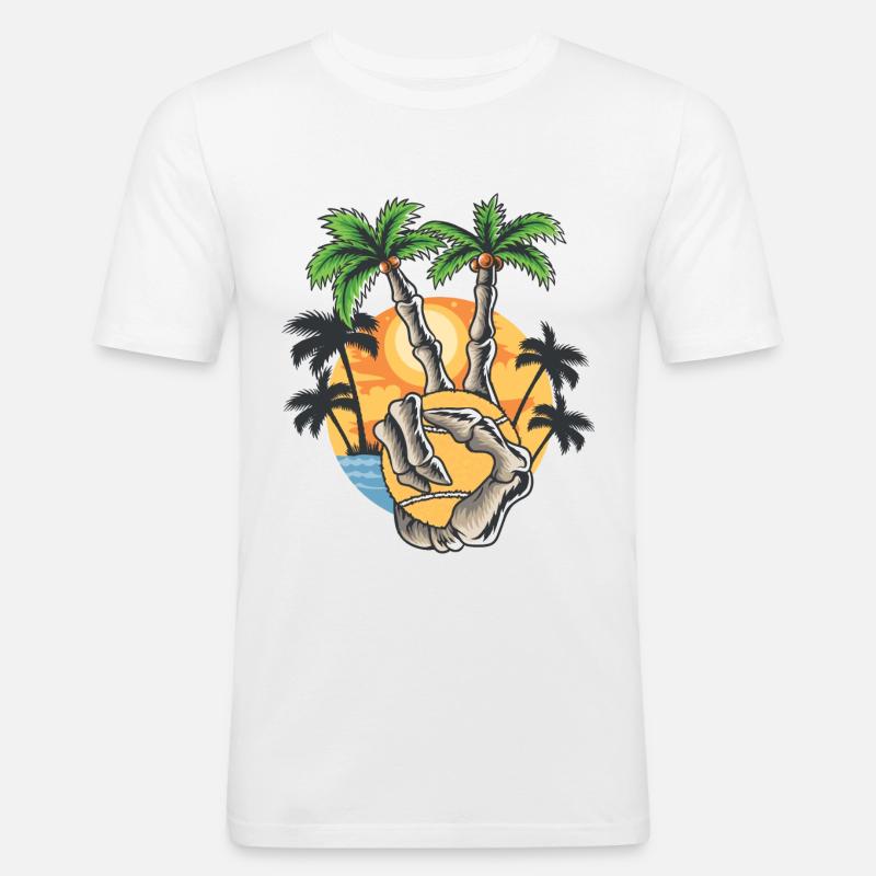 Skeletthand mit Tennis- oder Padelball - Männer Slim Fit T-Shirt - Weiß
