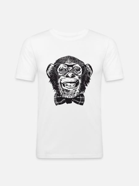 Monkey Nerd - Men's Slim Fit T-Shirt - white