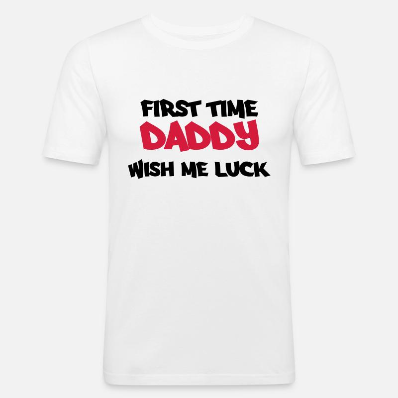 First time Daddy - Männer Slim Fit T-Shirt - Weiß