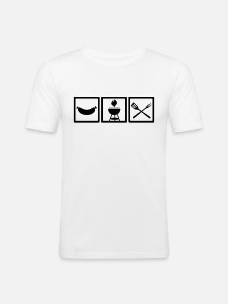Grill - Männer Slim Fit T-Shirt - Weiß