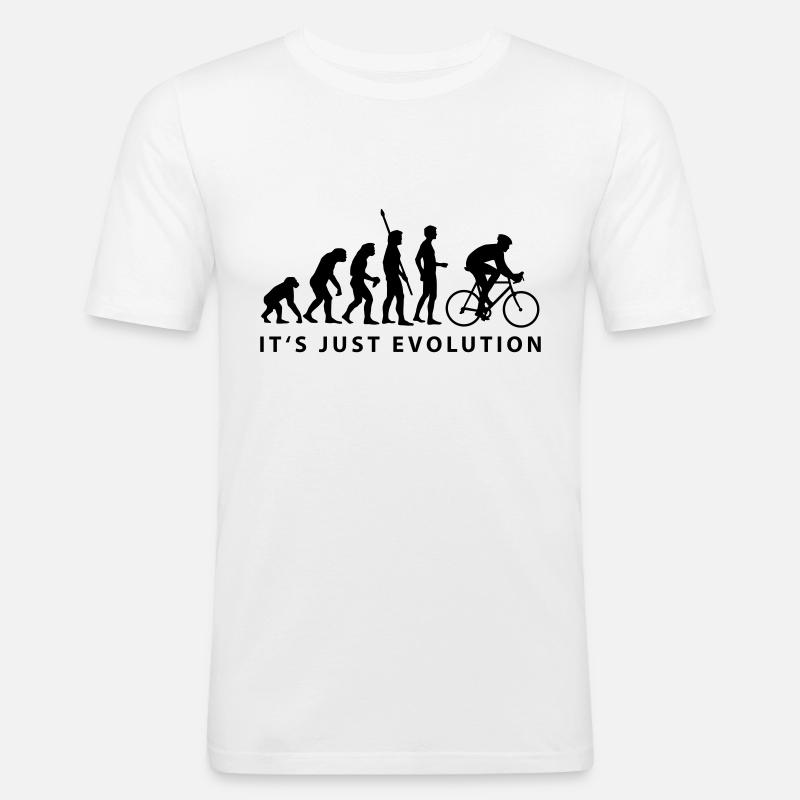 evolution_radfahrer_b - Männer Slim Fit T-Shirt - Weiß