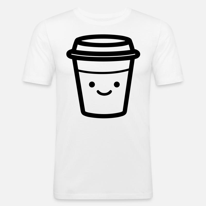 Kaffeebecher - Männer Slim Fit T-Shirt - Weiß