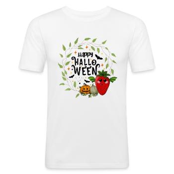 Joyeux Halloween Fraise - T-shirt près du corps Homme - blanc - Devant - Nik (191cm)