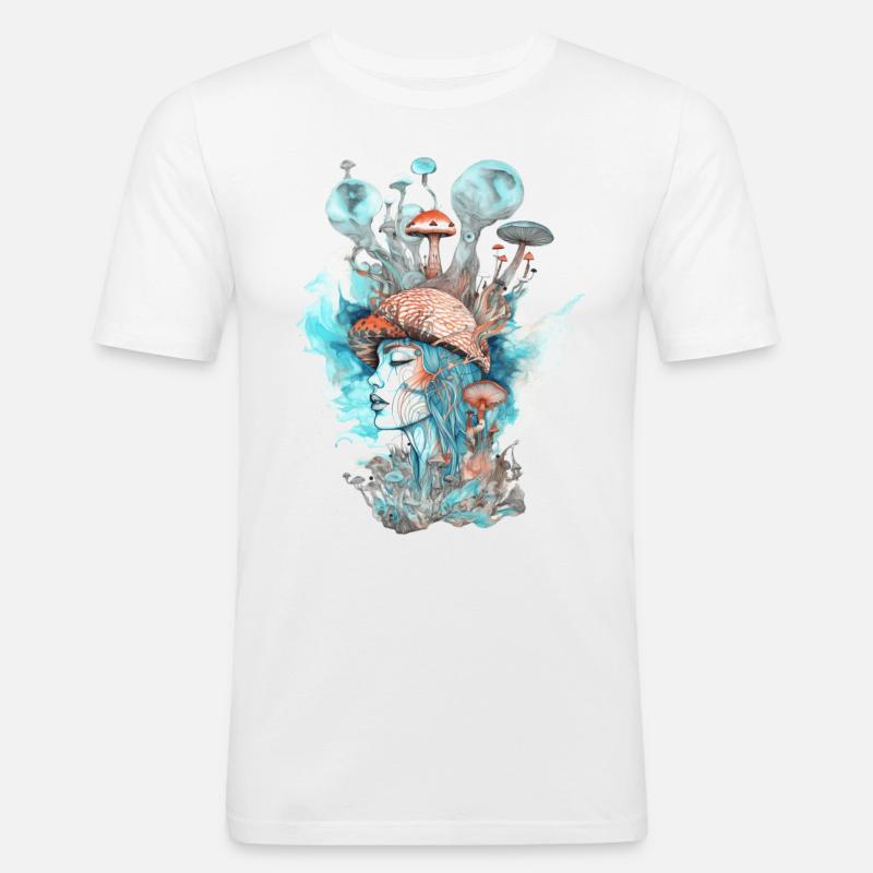 Trippy Schamane - Männer Slim Fit T-Shirt - Weiß
