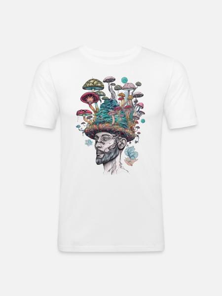 Trippy Shaman - Men's Slim Fit T-Shirt - white