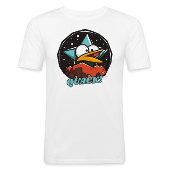 Alberne Ente: Quak! - Männer Slim Fit T-Shirt - Weiß - Vorne - Nik (191cm)