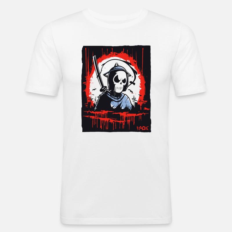 Grim Reaper Skull Samurai - Men's Slim Fit T-Shirt - white