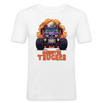Monster Trucker: Monster Truck Skull - Men's Slim Fit T-Shirt - white - Front - Nik (191cm)