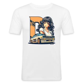 D-like Initial: Retro Japanese Anime JDM Manga - Men's Slim Fit T-Shirt - white - Front - Nik (191cm)