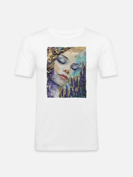 Girl sleeping in lavender - Men's Slim Fit T-Shirt - white