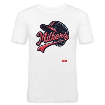 Parodie-Team der Baseball-Melker Milchmann - Männer Slim Fit T-Shirt - Weiß - Vorne - Nik (191cm)