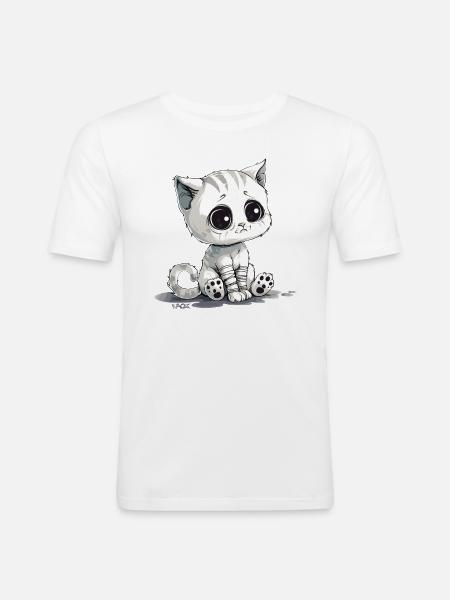 Cute little sad kitten - Men's Slim Fit T-Shirt - white