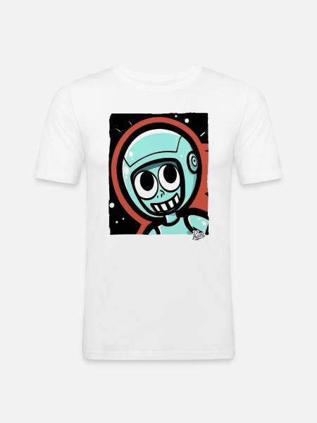 Funny Astronaut Explorer Cartoon - Men's Slim Fit T-Shirt - white