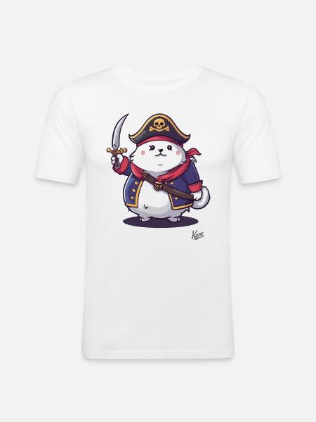 Fluffy Pet Pirate Cat - Men's Slim Fit T-Shirt - white