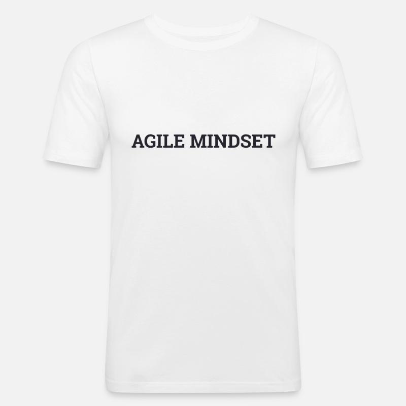 "Agile Mindset" | "Scrum Master" - Männer Slim Fit T-Shirt - Weiß