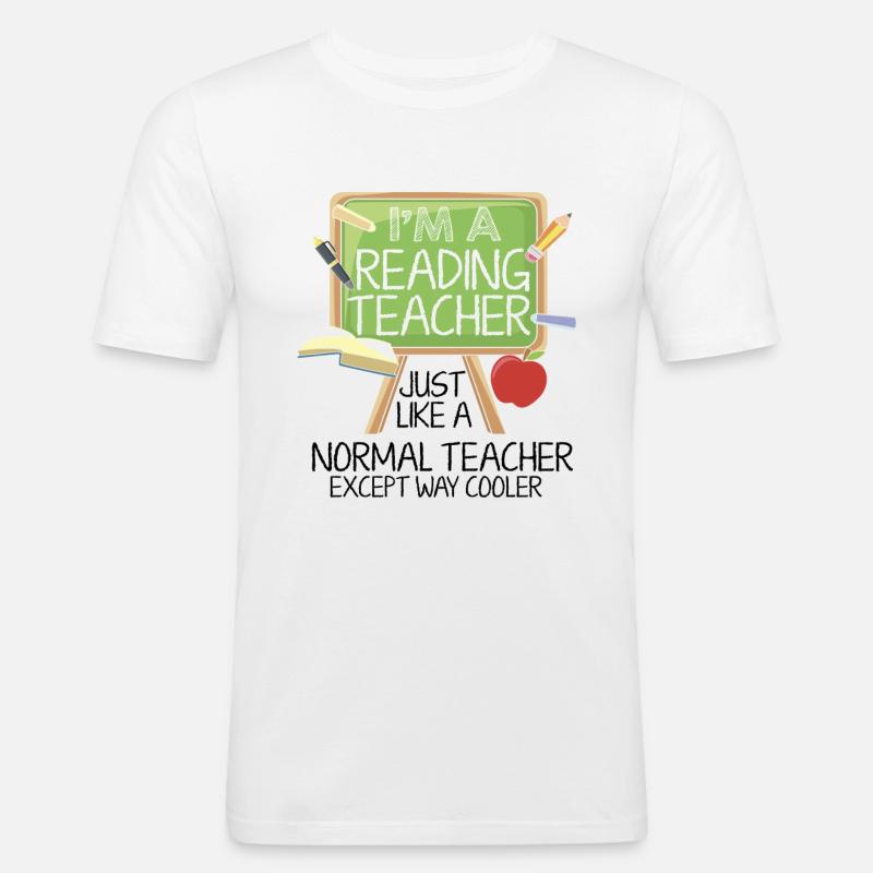 Lehrer Lehrerin lesen - Männer Slim Fit T-Shirt - Weiß