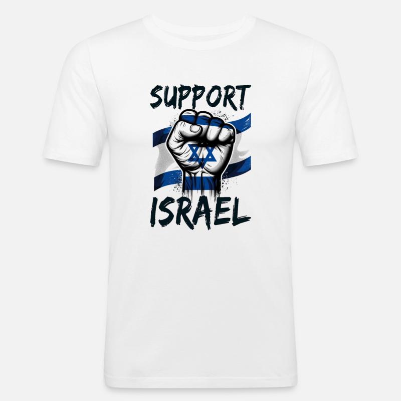 Sostieni Israele - Maglietta aderente da uomo - bianco