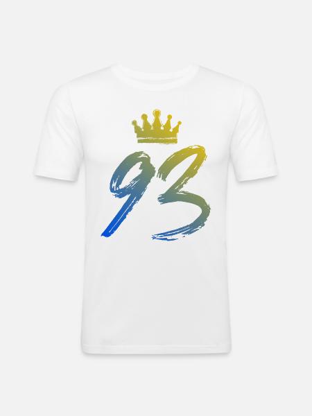 93 Zahl Krone - Männer Slim Fit T-Shirt - Weiß